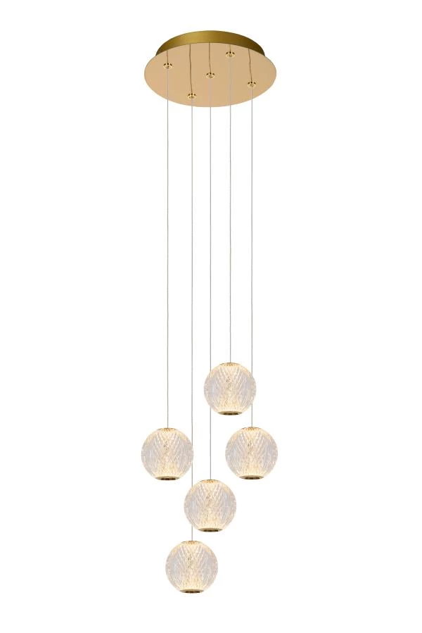 Lucide CINTRA - Hanglamp - Ø 32 cm - LED Dimb. - 5x4,7W 2700K - Transparant - aan