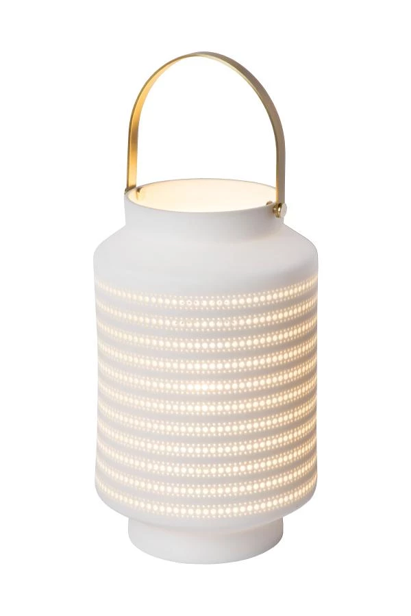Lucide JAMILA - Lampe de table - Ø 15,5 cm - 1xE14 - Blanc - allumé 1