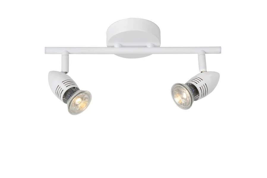 Lucide CARO-LED - Spot plafond - LED - GU10 - 2x5W 2700K - Blanc - allumé 1