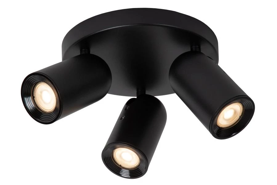 Lucide PUNCH - Ceiling spotlight - Ø 21 cm - 3xGU10 - Black - on