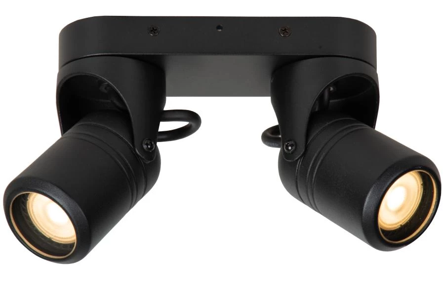 Lucide NIORT - Ceiling spotlight Indoor/Outdoor - 2xGU10 - IP44 - Black - on