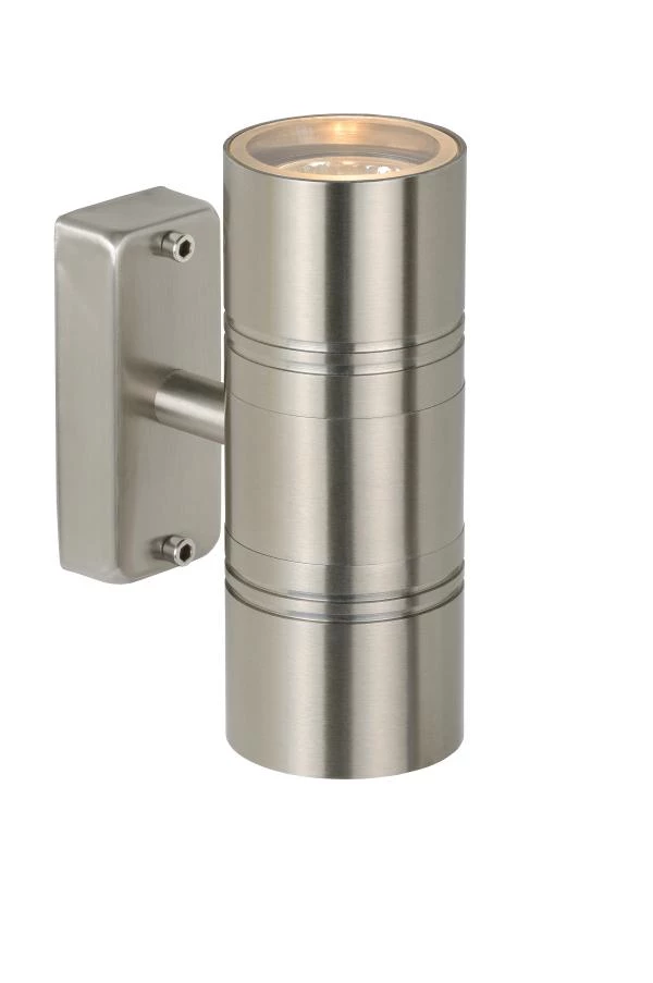 Lucide ARNE-LED - Applique murale Extérieur - Ø 6,3 cm - LED - GU10 - 2x5W 2700K - IP44 - Chrome Dépoli - AAN 2