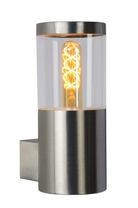 Lucide FEDOR - Wall light Indoor/Outdoor - 1xE27 - IP44 - Satin Chrome on 2