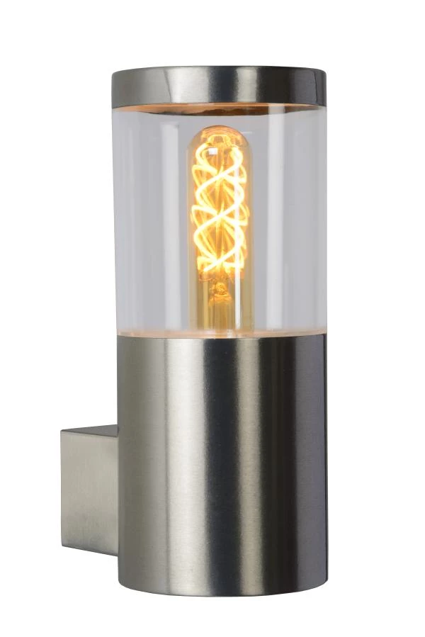 Lucide FEDOR - Wandlamp Binnen/Buiten - 1xE27 - IP44 - Mat chroom - aan 2