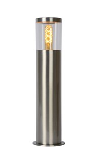 Lucide FEDOR - Bollard light Outdoor - 1xE27 - IP44 - Satin Chrome on 2