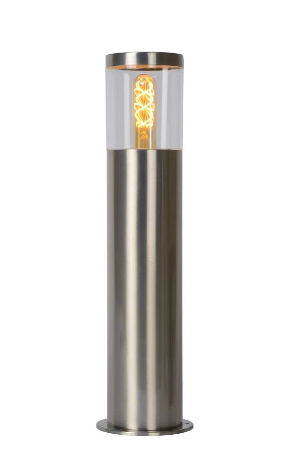 Lucide FEDOR - Bollard light - 1xE27 - IP44 - Satin Chrome - on 2