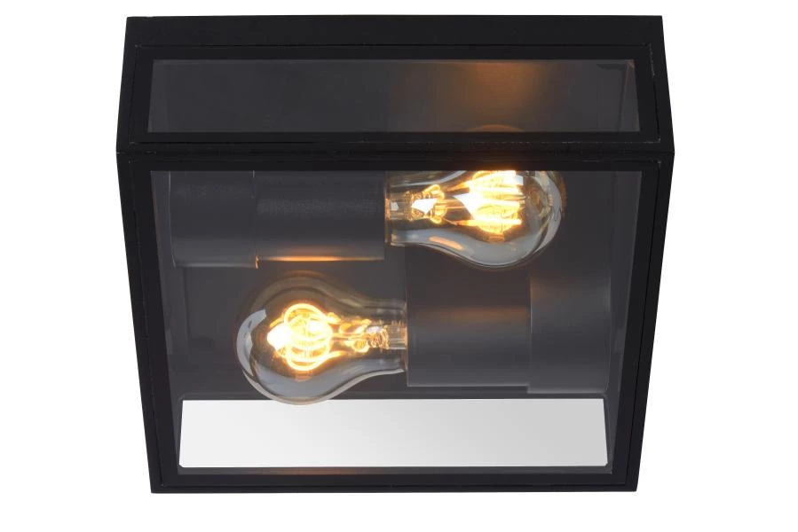 Lucide DUKAN - Flush ceiling light Indoor/Outdoor - 2xE27 - IP65 - Black - on