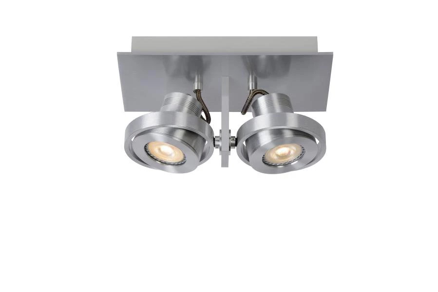 Lucide LANDA - Plafondspot - LED Dim to warm - GU10 - 2x5W 2200K/3000K - Mat chroom - aan 2