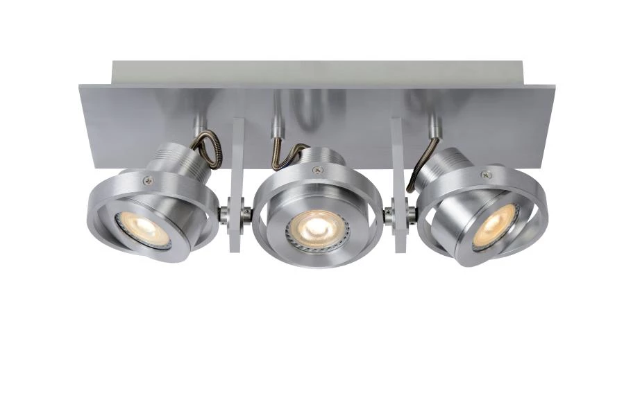Lucide LANDA - Plafondspot - LED Dim to warm - GU10 - 3x5W 2200K/3000K - Mat chroom - aan 2