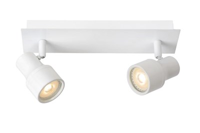 Lucide SIRENE-LED - Spot plafond Salle de bains - Ø 10 cm - LED Dim. - GU10 - 2x5W 3000K - IP44 - Blanc