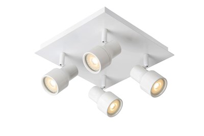 Lucide SIRENE-LED - Foco de techo Baño - Ø 10 cm - LED Regul. - GU10 - 4x5W 3000K - IP44 - Blanco