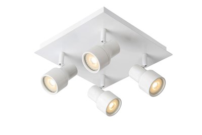 Lucide SIRENE-LED - Spot plafond Salle de bains - Ø 10 cm - LED Dim. - GU10 - 4x5W 3000K - IP44 - Blanc