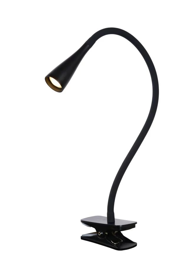 Lucide ZOZY - Lampe à pince - LED Dim. - 1x4W 3000K - 3 StepDim - Noir - allumé