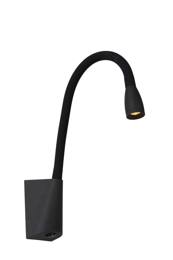 Lucide GALEN-LED - Bedlamp / Wandlamp - LED - 1x3W 3000K - Zwart - aan