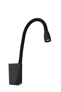 Lucide GALEN-LED - Bedlamp - LED - 1x3W 3000K - Zwart aan