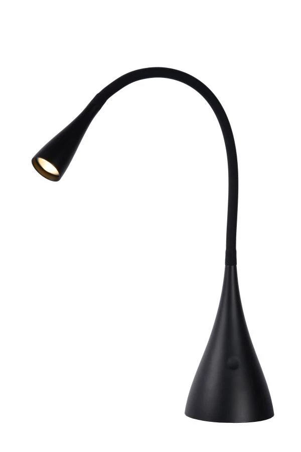 Lucide ZOZY - Lampe de bureau - LED Dim. - 1x4W 3000K - 3 StepDim - Noir - allumé
