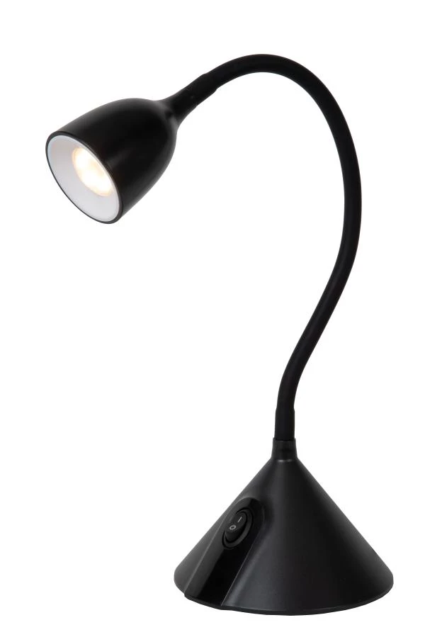 Lucide MILO - Bureaulamp - Ø 12,8 cm - LED - 1x3,2W 3000K - Zwart - aan