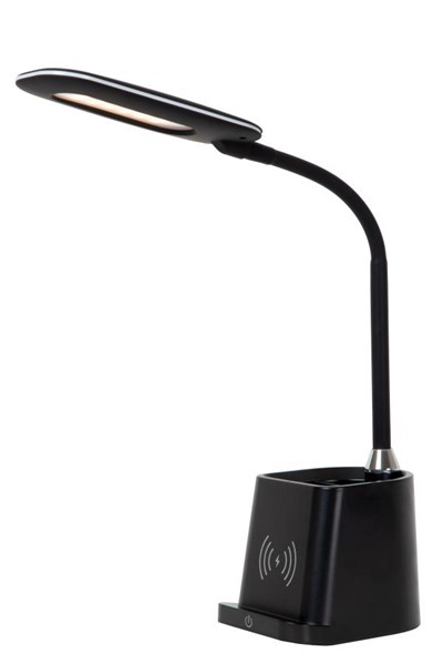 Lucide PENNY - Lámpara de escritorio - LED Regul. - 1x4,7W 3000K - Con cargador inalámbrico - Negro