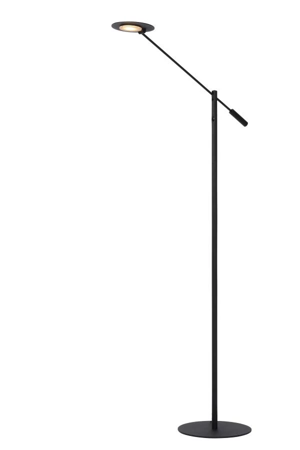Lucide ANSELMO - Lampadaire / lampe de lecture - Ø 25 cm - LED Dim. - 1x9W 3000K - Noir - allumé