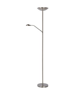 Lucide ZENITH - Floor reading lamp - LED Dim. - 3000K - Satin Chrome on 2