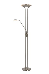 Lucide CHAMPION-LED - Floor reading lamp - LED Dim. - 3000K - Satin Chrome on 2