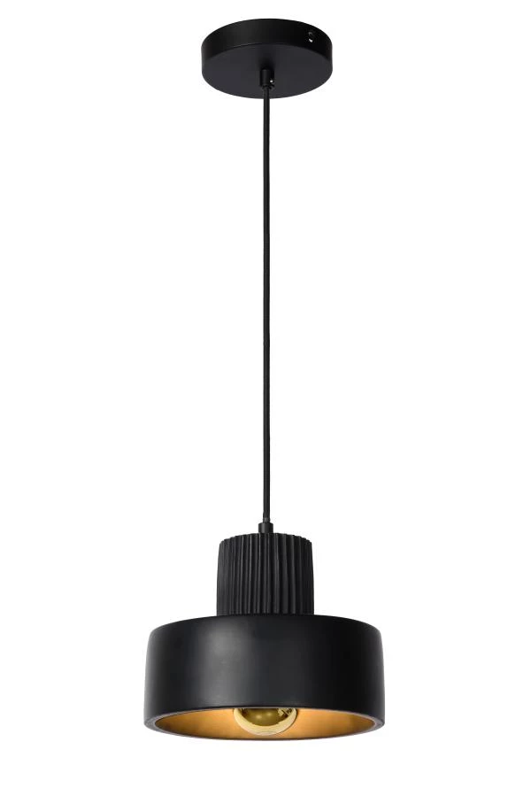Lucide OPHELIA - Lámpara colgante - Ø 20 cm - 1xE27 - Negro - encendido
