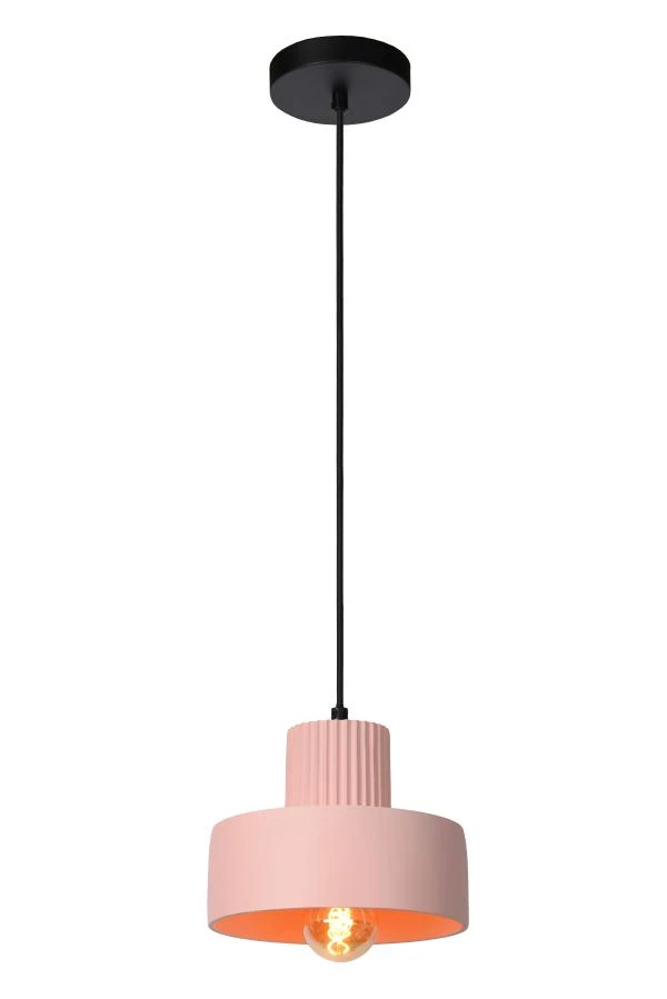 Lucide OPHELIA - Lámpara colgante - Ø 20 cm - 1xE27 - Rosa - encendido 6