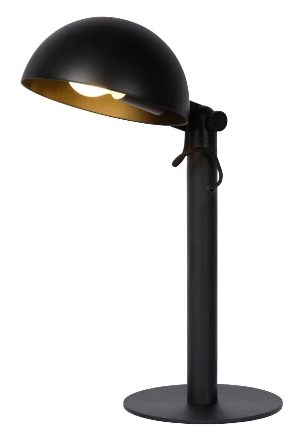 Lucide AUSTIN - Lampe de table - Ø 20 cm - 1xE27 - Noir - allumé