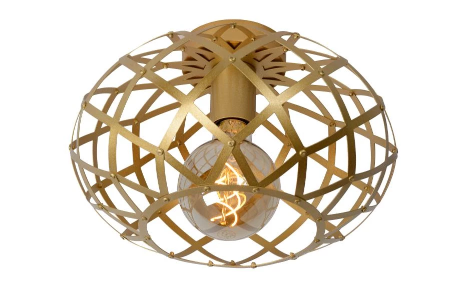 Lucide WOLFRAM - Flush ceiling light - Ø 30 cm - 1xE27 - Matt Gold / Brass - on 2