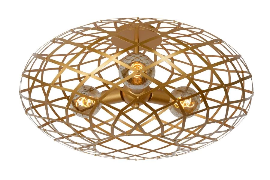 Lucide WOLFRAM - Flush ceiling light - Ø 65 cm - 3xE27 - Matt Gold / Brass - on 2