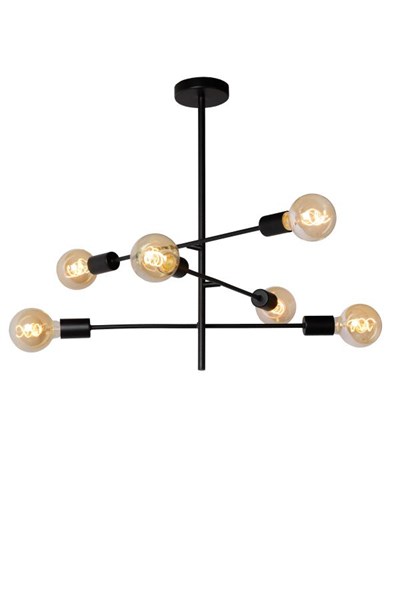 Lucide LESTER - Flush ceiling light - 6xE27 - Black