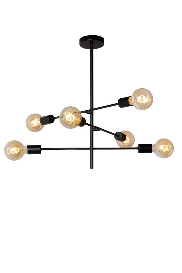 Lucide LESTER - Flush ceiling light - 6xE27 - Black - on