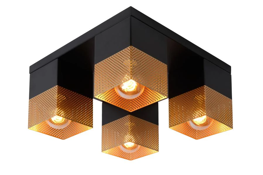 Lucide RENATE - Flush ceiling light - 4xE27 - Matt Gold / Brass - on 2