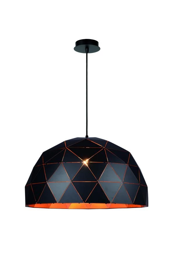 Lucide OTONA - Hanglamp - Ø 60 cm - 3xE27 - Zwart - aan