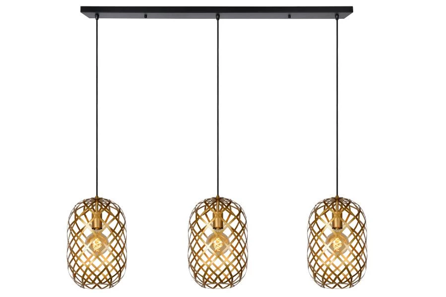 Lucide WOLFRAM - Pendant light - 3xE27 - Matt Gold / Brass - on 2