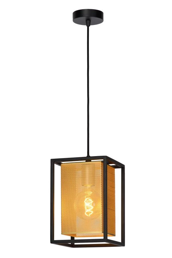 Lucide SANSA - Hanglamp - 1xE27 - Zwart - aan