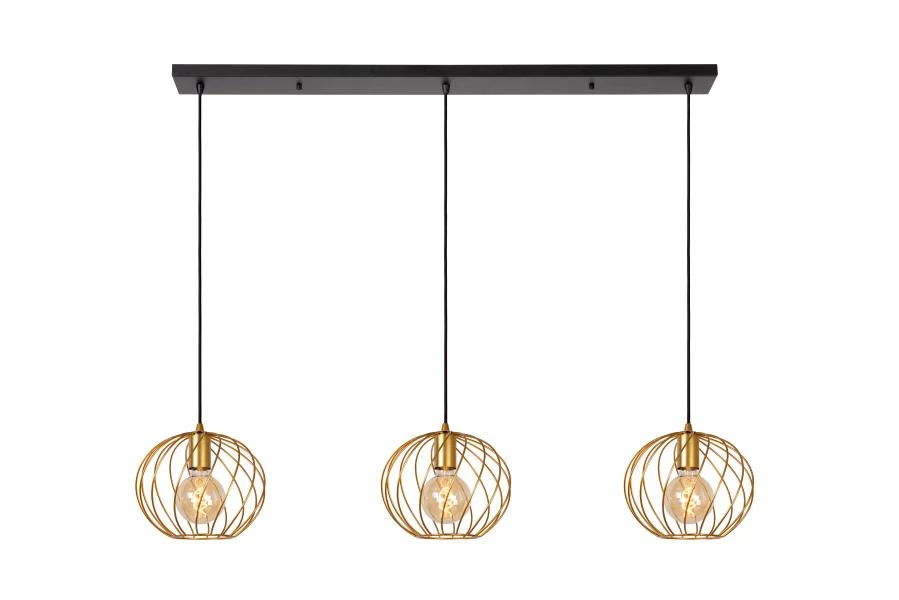 Lucide DANZA - Pendant light - 3xE27 - Matt Gold / Brass - on 2