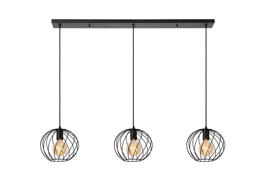 Lucide DANZA - Pendant light - 3xE27 - Black - on