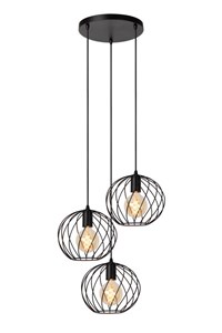 Lucide DANZA - Hanglamp - Ø 50 cm - 3xE27 - Zwart aan