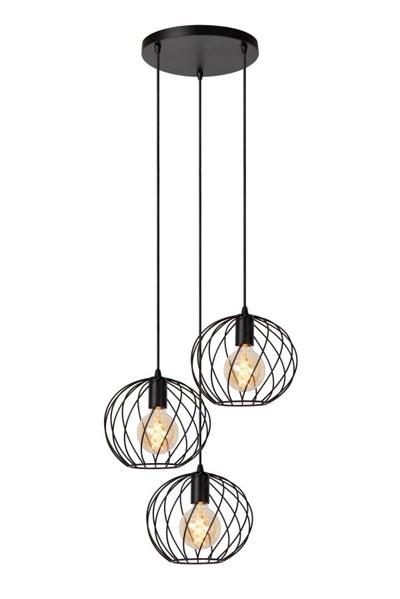 Lucide DANZA - Hanglamp - Ø 50 cm - 3xE27 - Zwart