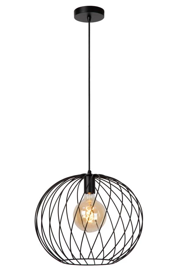 Lucide DANZA - Hanglamp - Ø 40 cm - 1xE27 - Zwart - aan