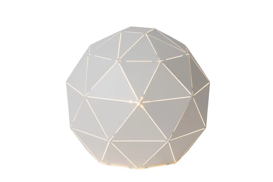 Lucide OTONA - Lampe de table - Ø 25 cm - 1xE27 - Blanc - allumé 1