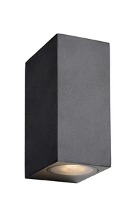 Lucide ZORA-LED - Wandspot Buiten - LED Dimb. - GU10 - 2x5W 3000K - IP44 - Zwart aan