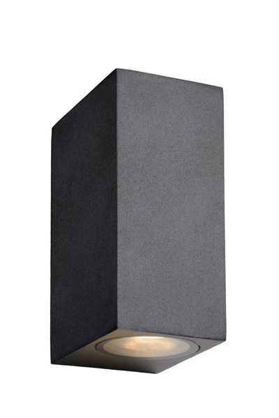 Lucide ZORA-LED - Wandspot Buiten - LED Dimb. - GU10 - 2x5W 3000K - IP44 - Zwart