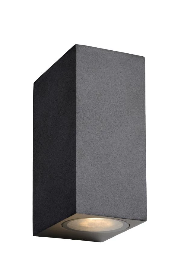Lucide ZORA-LED - Wall spotlight Outdoor - LED Dim. - GU10 - 2x5W 3000K - IP44 - Black - on