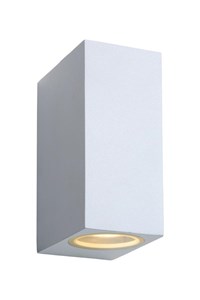 Lucide ZORA-LED - Wandspot Buiten - LED Dimb. - GU10 - 2x5W 3000K - IP44 - Wit aan 1