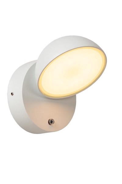 Lucide FINN - Lámpara de pared Fuera - LED - 1x12W 3000K - IP54 - Sensor día/noche - Blanco