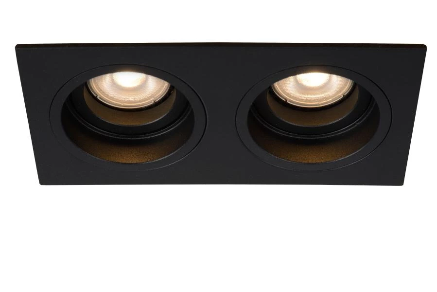 Lucide EMBED - Inbouwspot - 2xGU10 - Zwart - aan