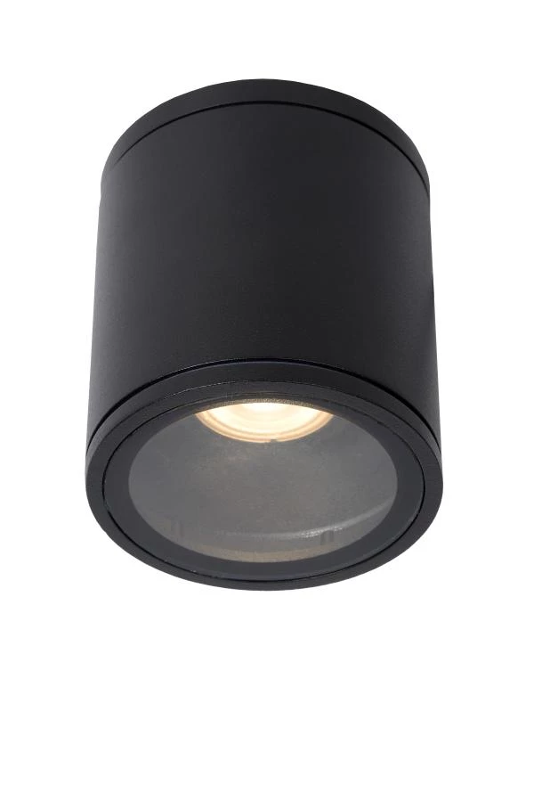 Lucide AVEN - Ceiling spotlight Bathroom - Ø 9 cm - 1xGU10 - IP65 - Black - on