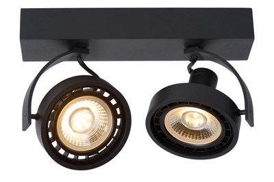 Lucide DORIAN - Spot plafond - LED Dim to warm - GU10 (ES111) - 2x12W 2200K/3000K - Noir